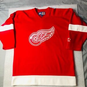 Vtg Starter Detroit Red Wings Hockey Blank Jersey Stitched Youth Sz Large/XL
